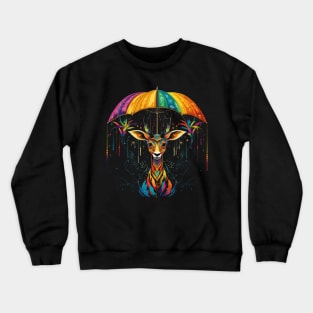 Antelope Rainy Day With Umbrella Crewneck Sweatshirt